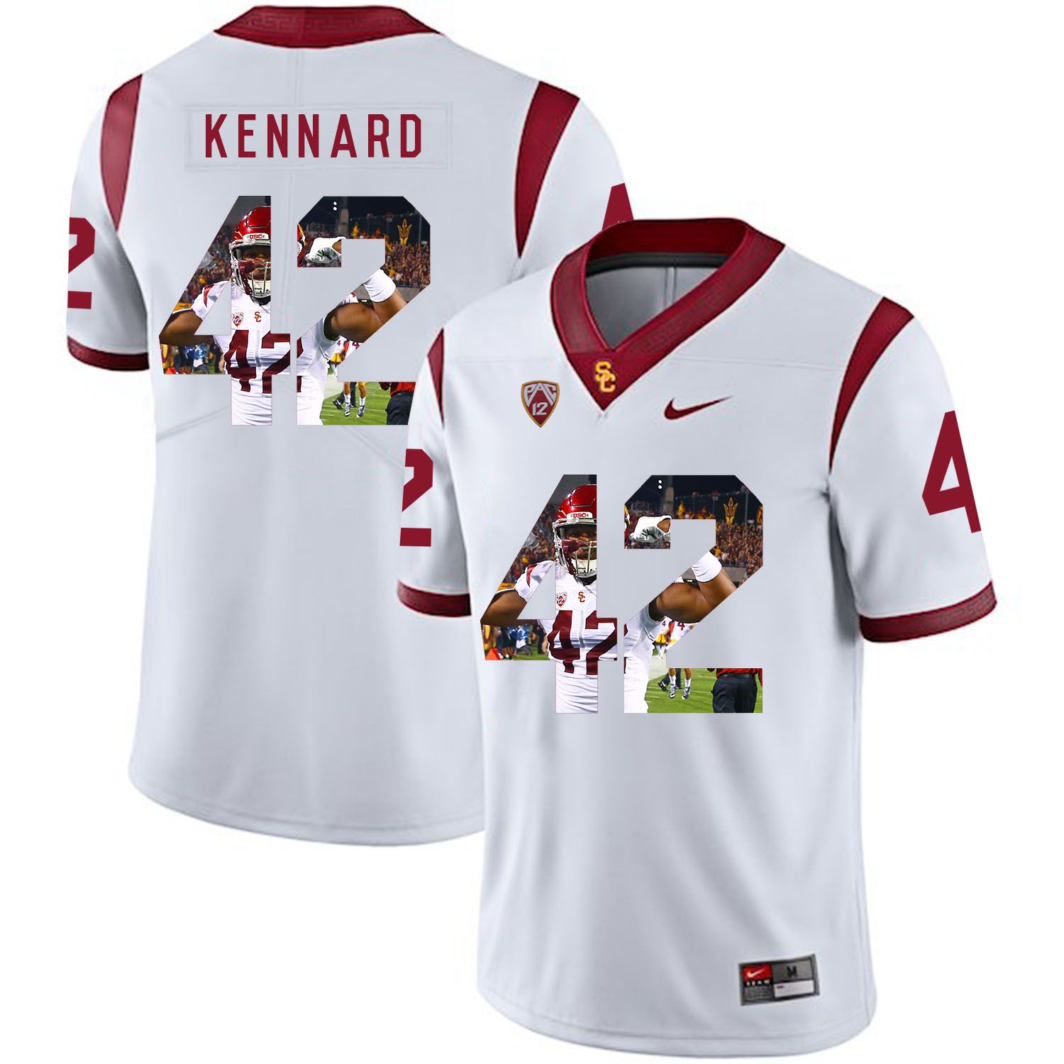 Men USC Trojans #42 Kennard White Fashion Edition Customized NCAA Jerseys->customized ncaa jersey->Custom Jersey